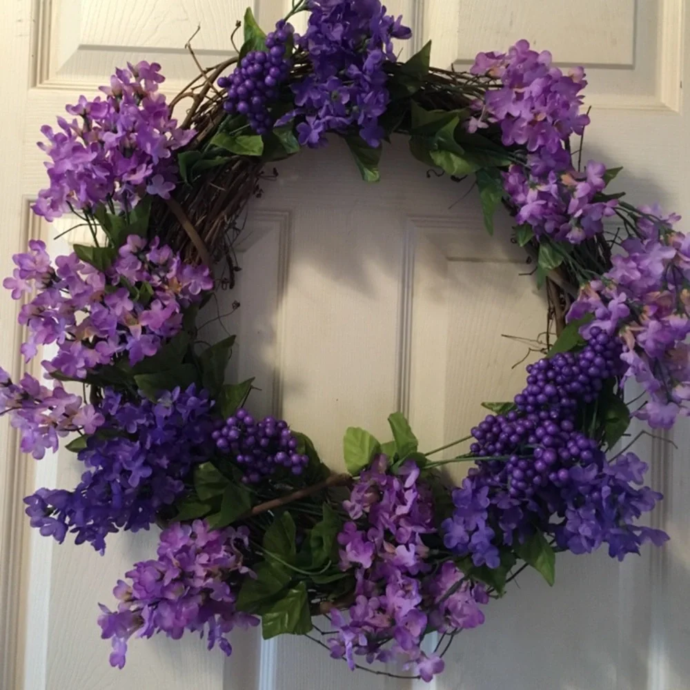 Purple Flowered Wreath! 26x26”